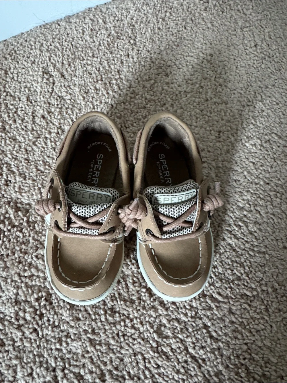 Sperry Kids Tan Moccasin Boat Shoes Size 7M